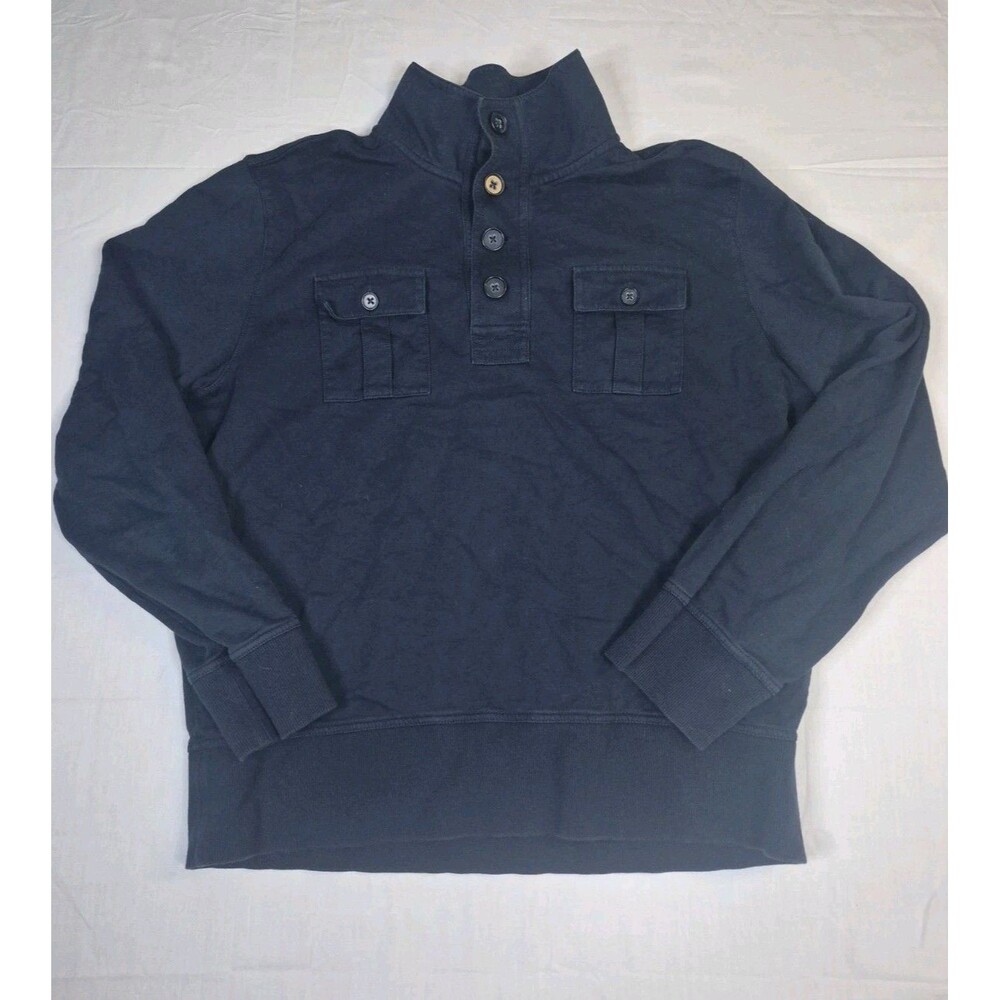 Club Monaco Shirt Pullover Mens Size Large Blue Button Heavy Long Sleeve